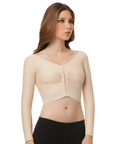 Long Sleeve Breast Augmentation/Reduction Support Bra/Vest (Underbust Length) (Bolero) (VS02-LS) - Isavela Compression Garments