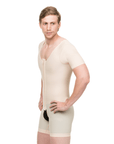 Male Full Body Above Knee Length Abdominal Cosmetic Surgery Compression Garment with Zipper (Short Sleeve) (MG07) - Isavela Compression Garments