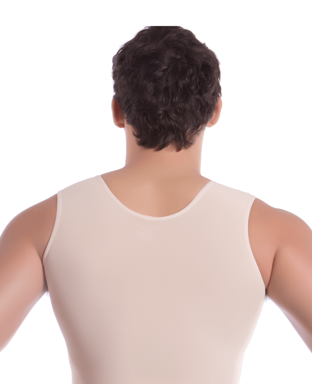 Male Full Body Above Knee Length Abdominal Cosmetic Surgery Compression Garment with Zipper (Sleeveless) (MG02) - Isavela Compression Garments