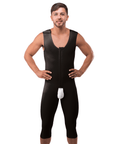 Male Full Body Below the Knee Length Abdominal Cosmetic Surgery Compression Garment with Zipper (Sleeveless) (MG02-BK) - Isavela Compression Garments