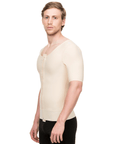 Male Short Sleeve Abdominal Cosmetic Surgery Compression Vest with Zipper (MG06) - Isavela Compression Garments