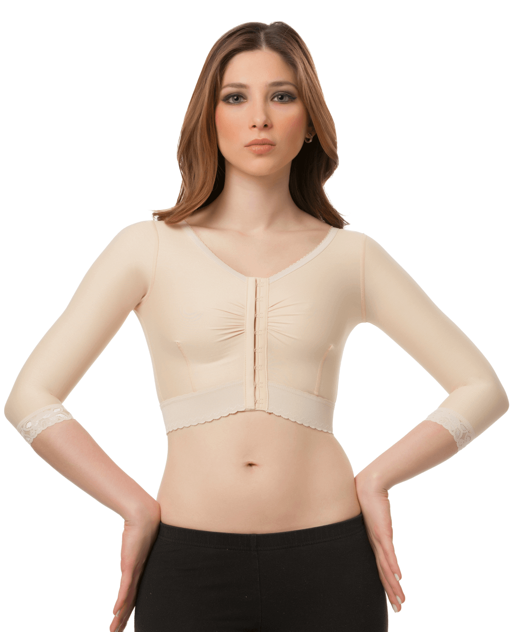 Medium Sleeve Breast Augmentation/Reduction Support Bra/Vest (Underbust Length) (Bolero) (VS02-MS) - Isavela Compression Garments