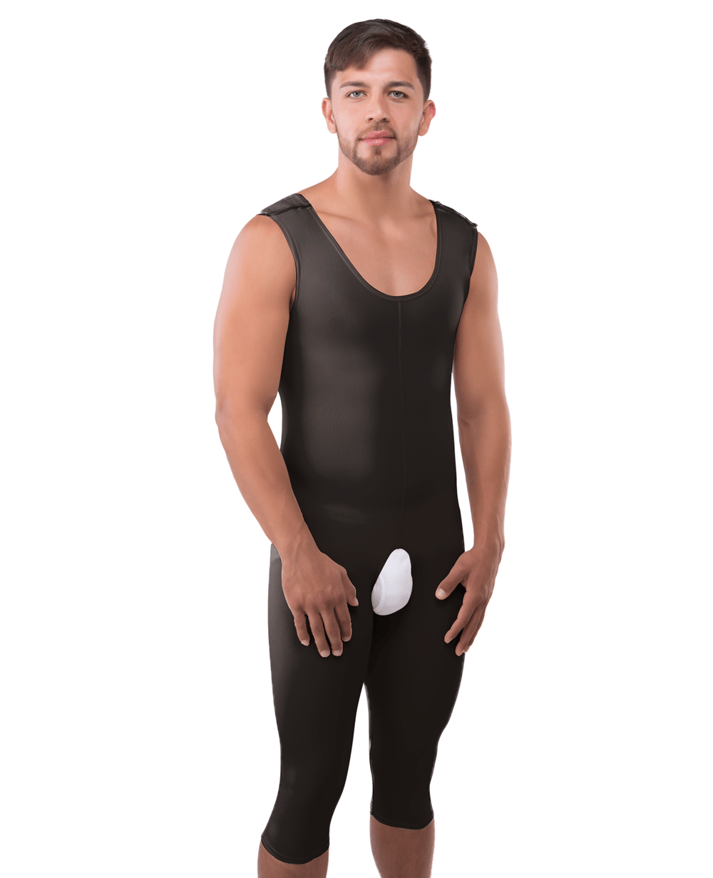 2nd Stage Male Full Body Below Knee Abdominal Cosmetic Surgery Compression Garment (MG08-BK)