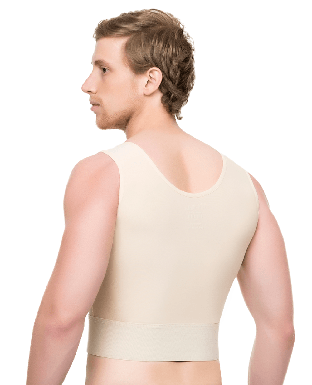 Short Length Male Abdominal Cosmetic Surgery Compression Vest with Zipper (MG03-SH) - Isavela Compression Garments