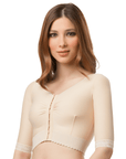 Short Sleeve Breast Augmentation/Reduction Support Bra/Vest (Underbust Length) (Bolero) (VS02-SS) - Isavela Compression Garments
