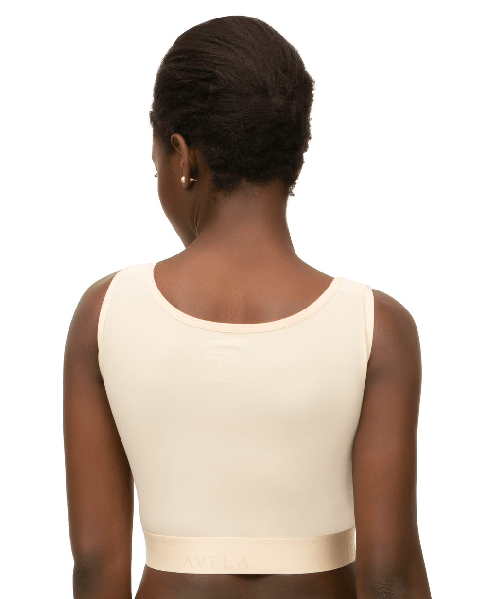 Sleeveless Breast Augmentation (Waist Length) Support Bra/Vest with 2&quot; Elastic Band (VS01) - Isavela Compression Garments