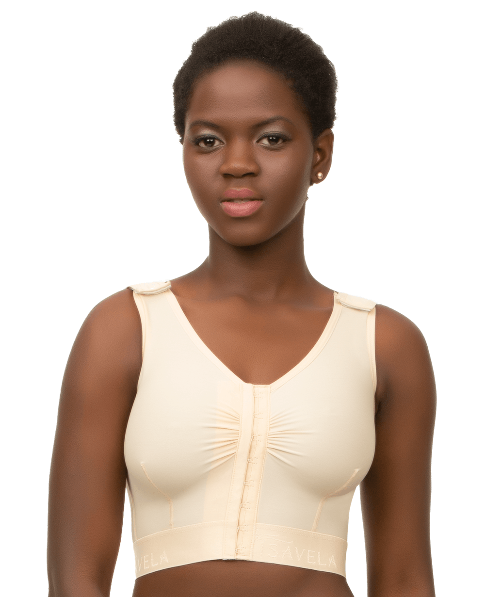 Sleeveless Breast Augmentation (Waist Length) Support Bra/Vest with 2" Elastic Band (VS01) - Isavela Compression Garments