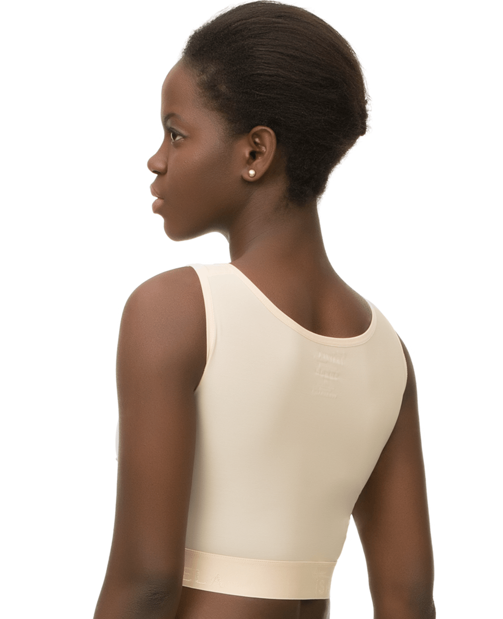 Sleeveless Breast Surgery Vest/Bra with 2" Elastic Band & Front Zipper (BR05) - Isavela Compression Garments